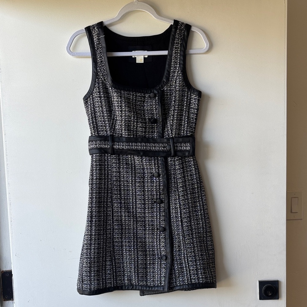 Anthropologie Black and White Tweed Mini Dress
